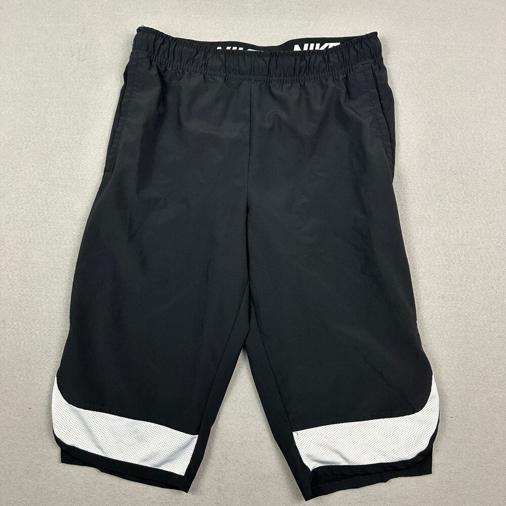 Nike Shorts Men Small Black White Gym Fitness Workout Training Big Swoosh S